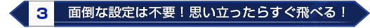 設定不要で楽々フライト